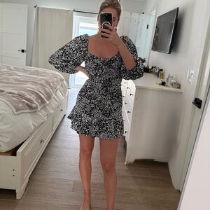 Zara Black and White Floral Dress